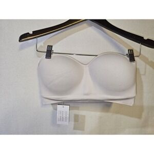 Auden Women's Red Strapless Bandeau Bra, Large, Ribbed, Seamless, Wireless